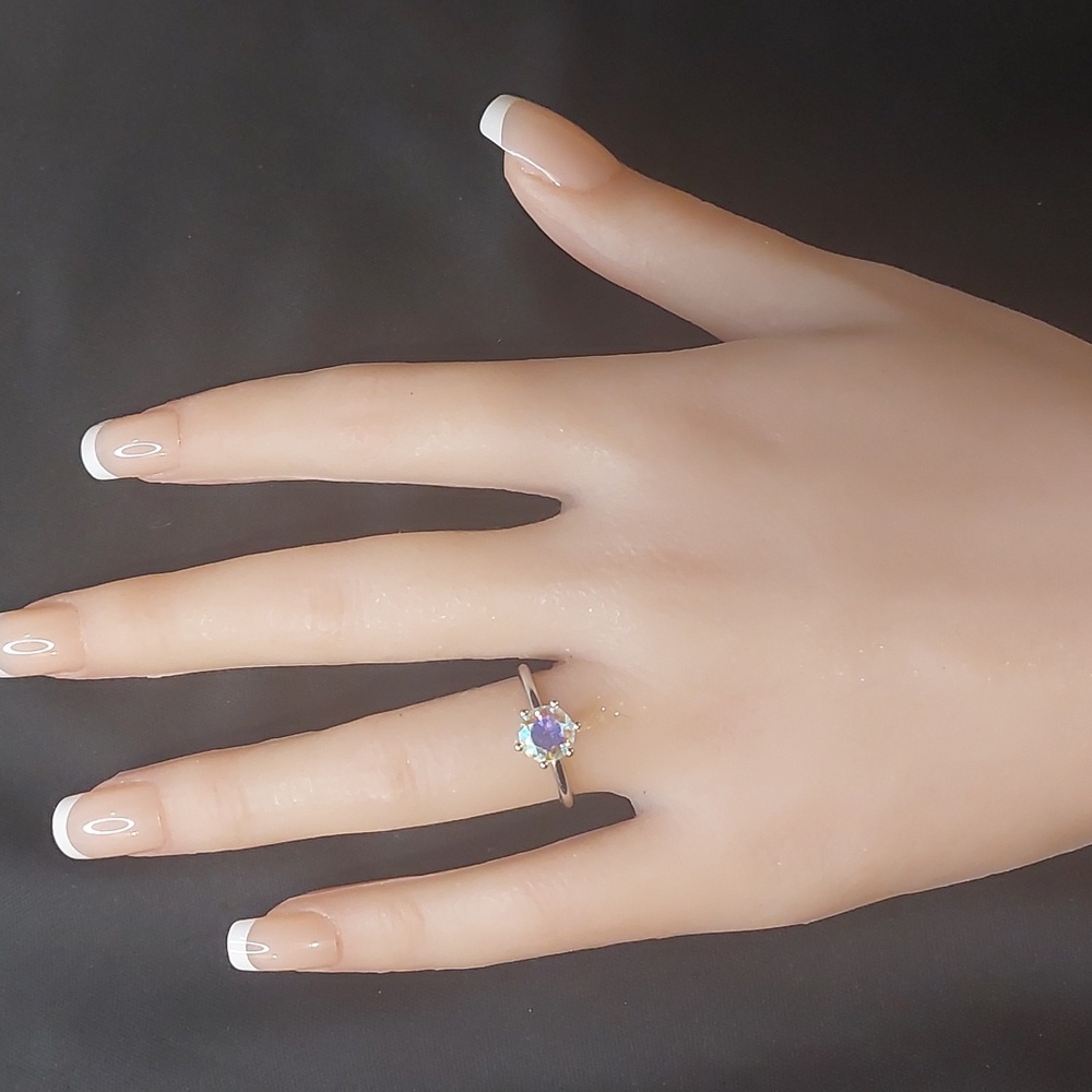Crystal Multicolor Solitaire Style Ring - 2 Sizes Available - Picture 5 of 6